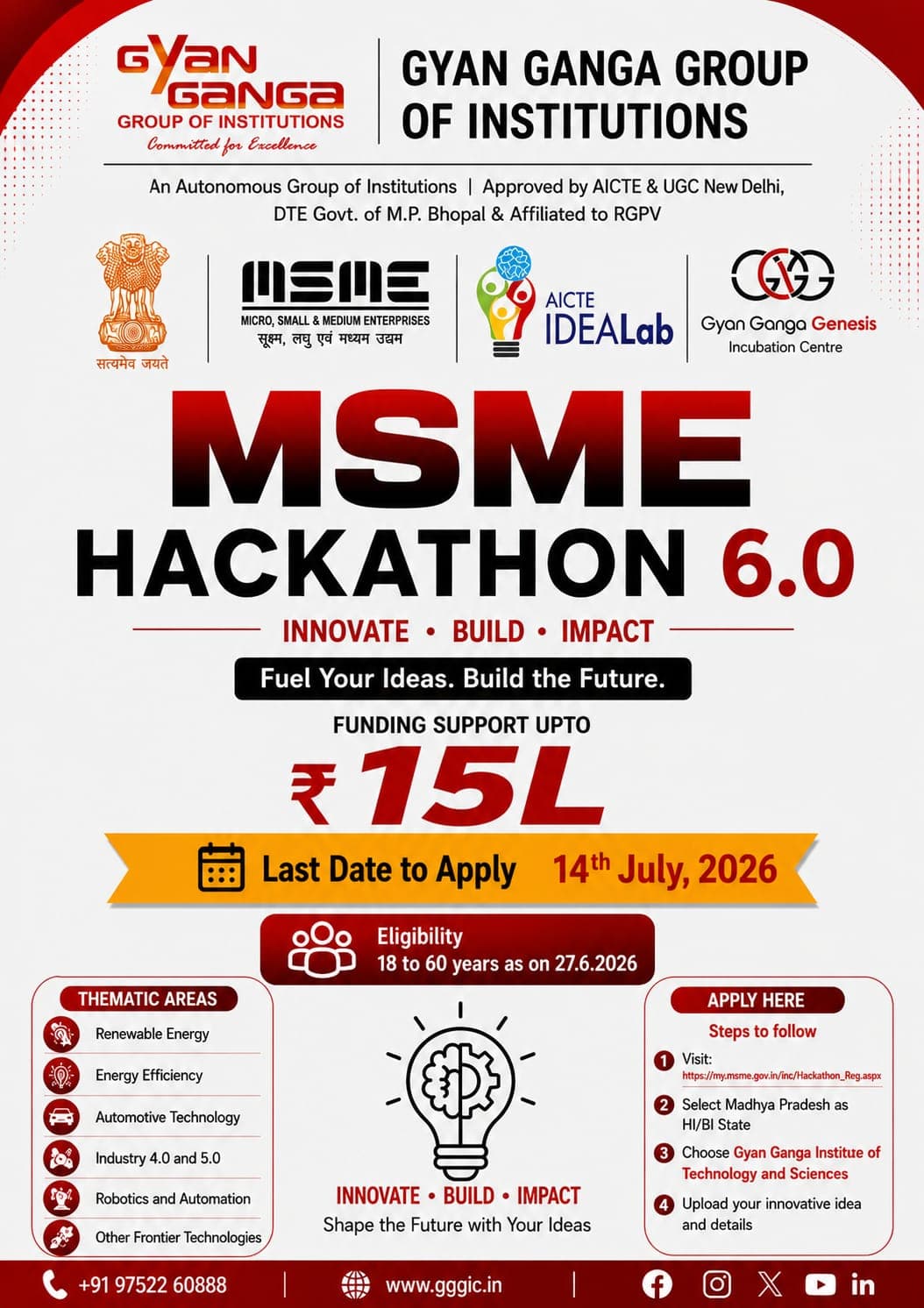 ๐ ๐ MSME Hackathon 6.0 ๐๐
Gyan Ganga Institute of Technology & Sciences